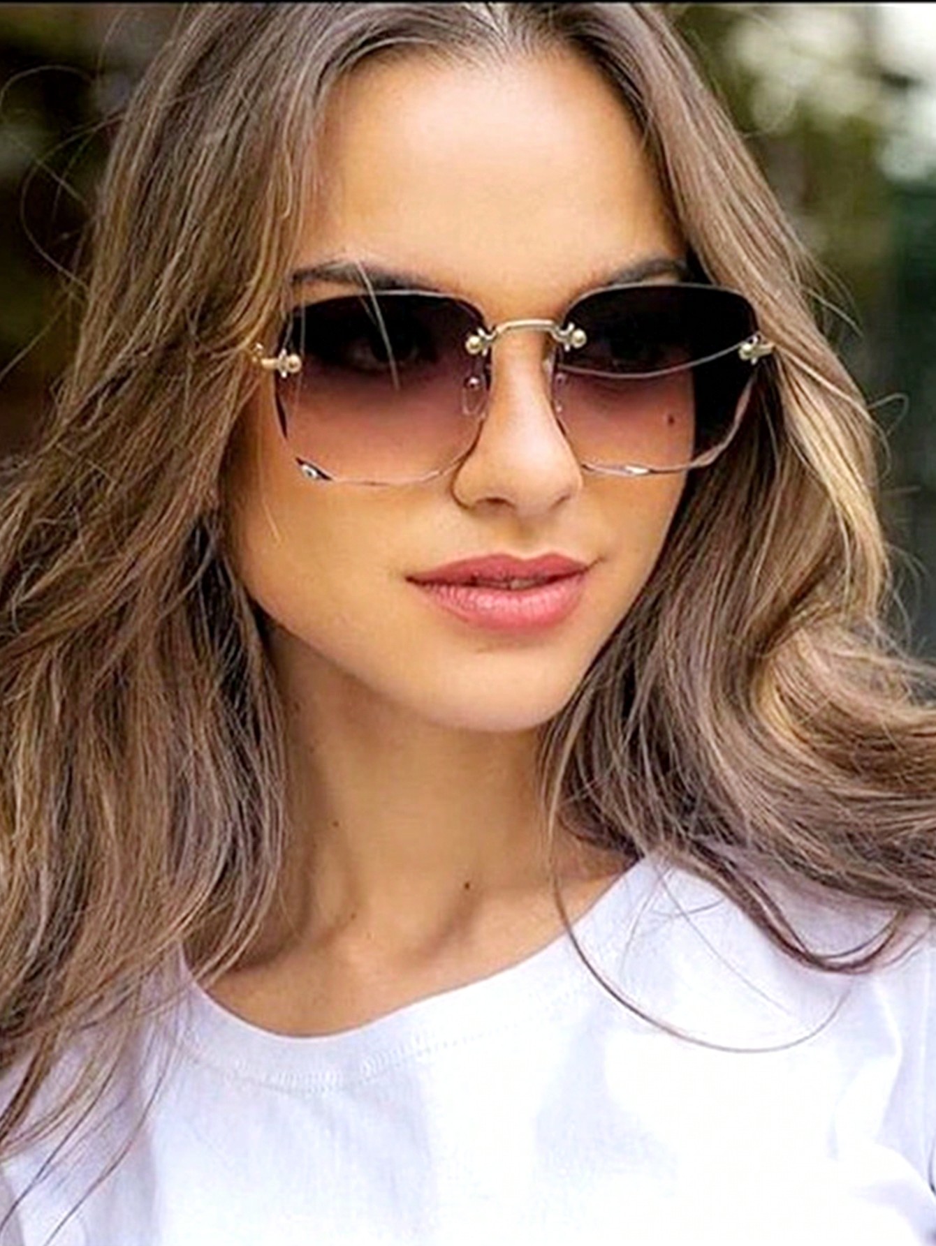 Женские квадратные солнцезащитные очки без оправы цена и фото