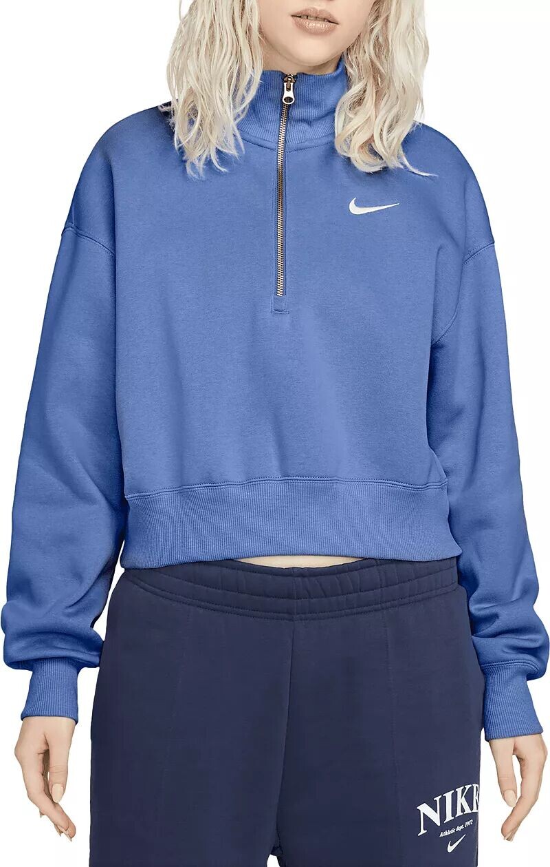 

Женский укороченный укороченный свитшот с молнией 1/2 Nike Sportswear большого размера из флиса Phoenix
