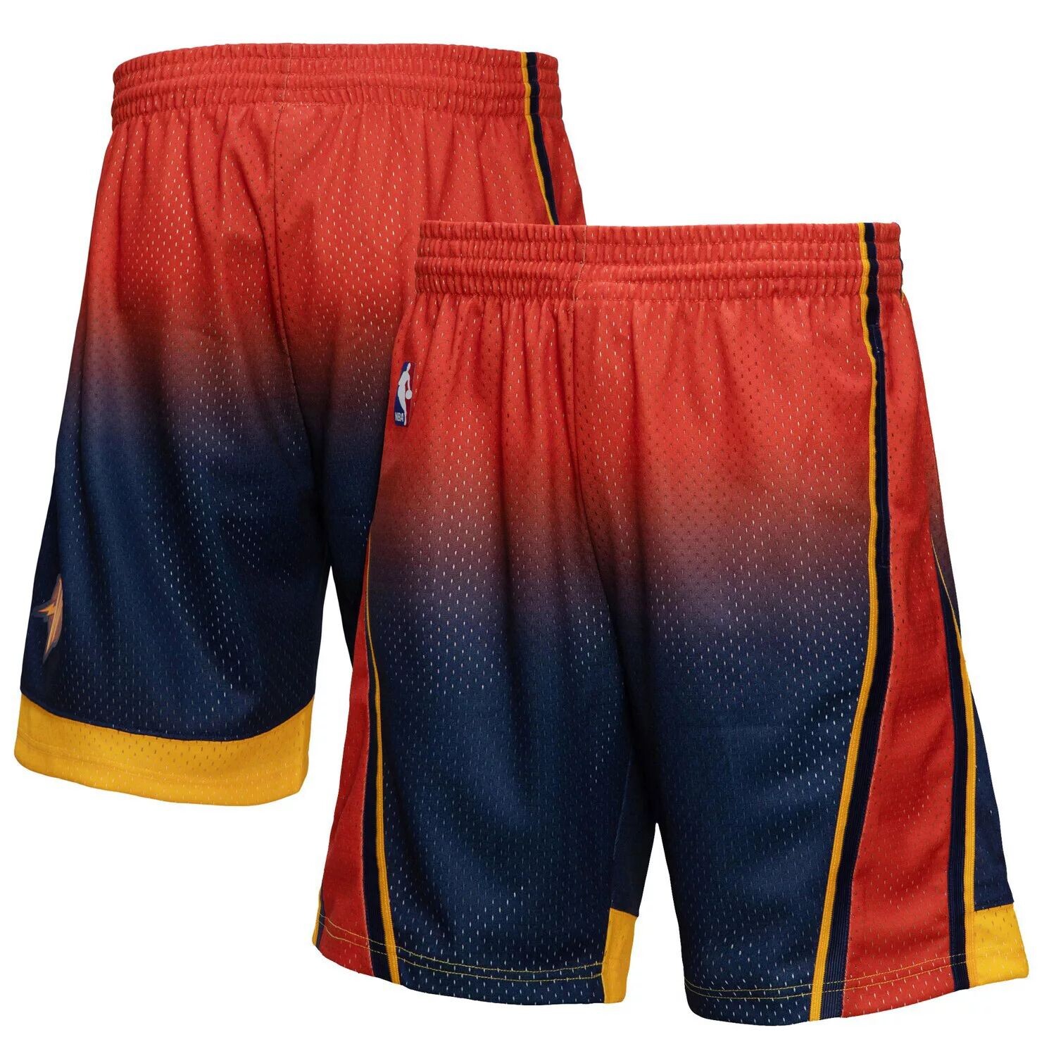 

Мужские шорты Mitchell & Ness темно-синего/оранжевого цвета Golden State Warriors 2009/10 Hardwood Classics Fadeaway Reload 3.0 Swingman