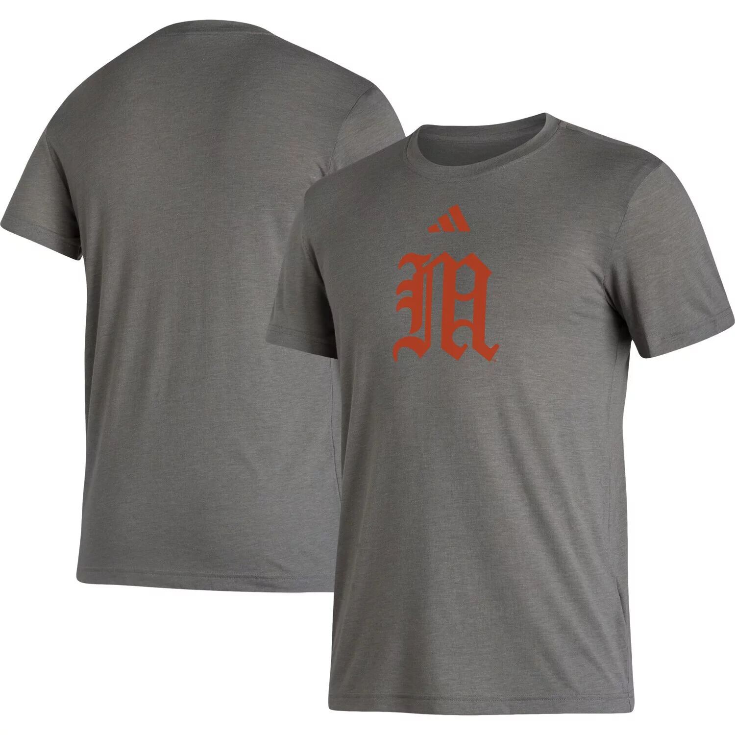 

Мужская футболка серого цвета Miami Hurricanes Modern Classic Tri-Blend adidas, Серый