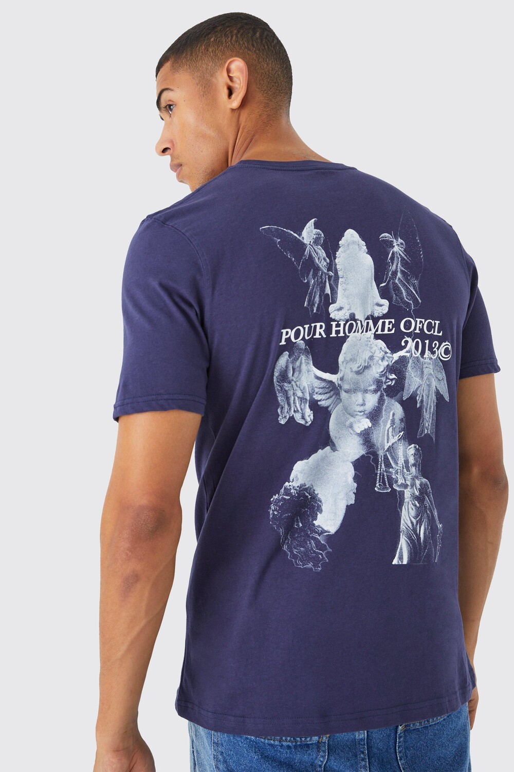 

Футболка с графикой renaissance pour homme Boohoo, нави