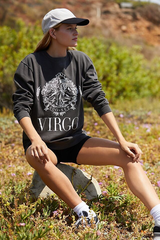 

Толстовка Girl Dangerous x Anthropologie Zodiac Collegiate с принтом девы, черный