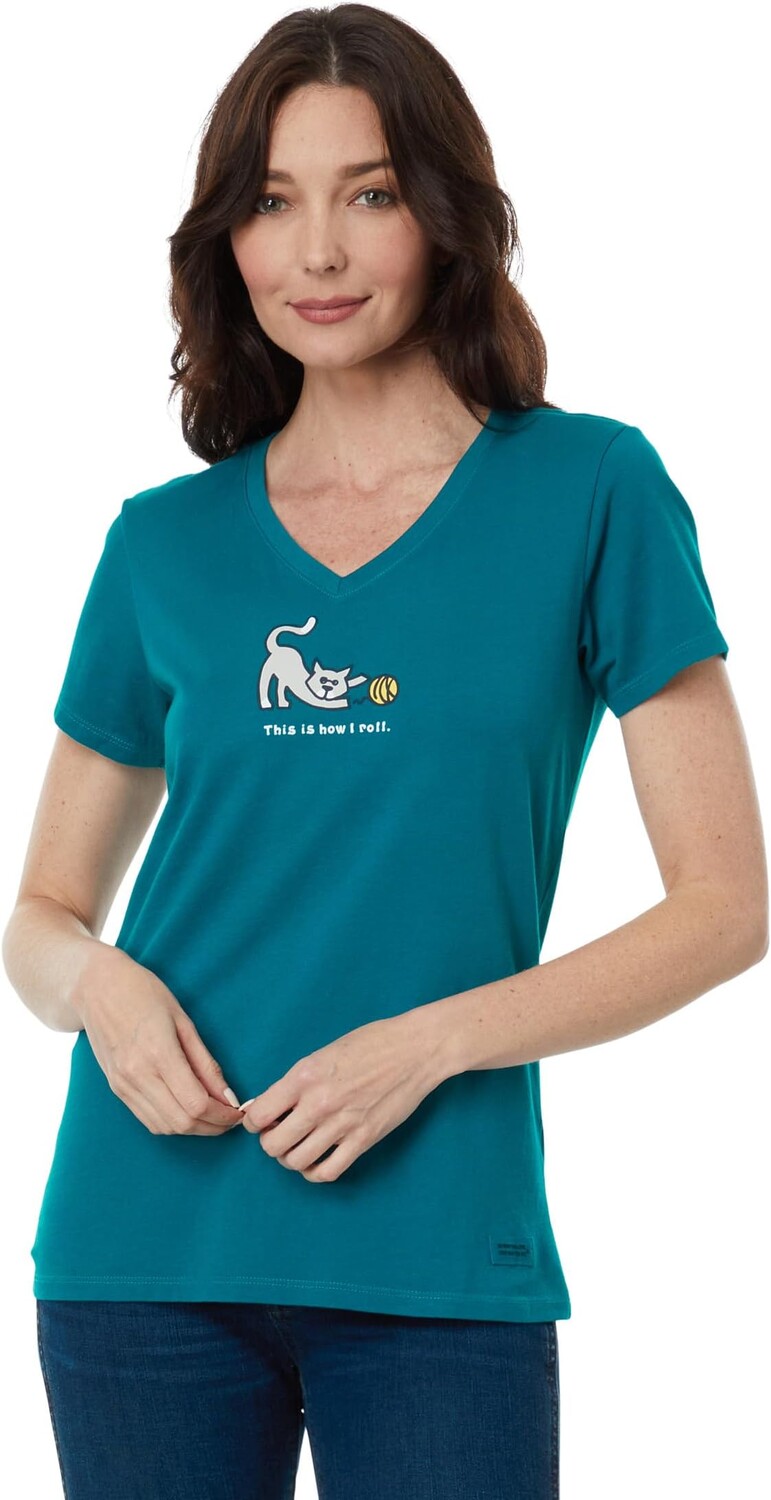 

How I Roll Cat Short Sleeve Crusher Vee Life is Good, цвет Mallard Green
