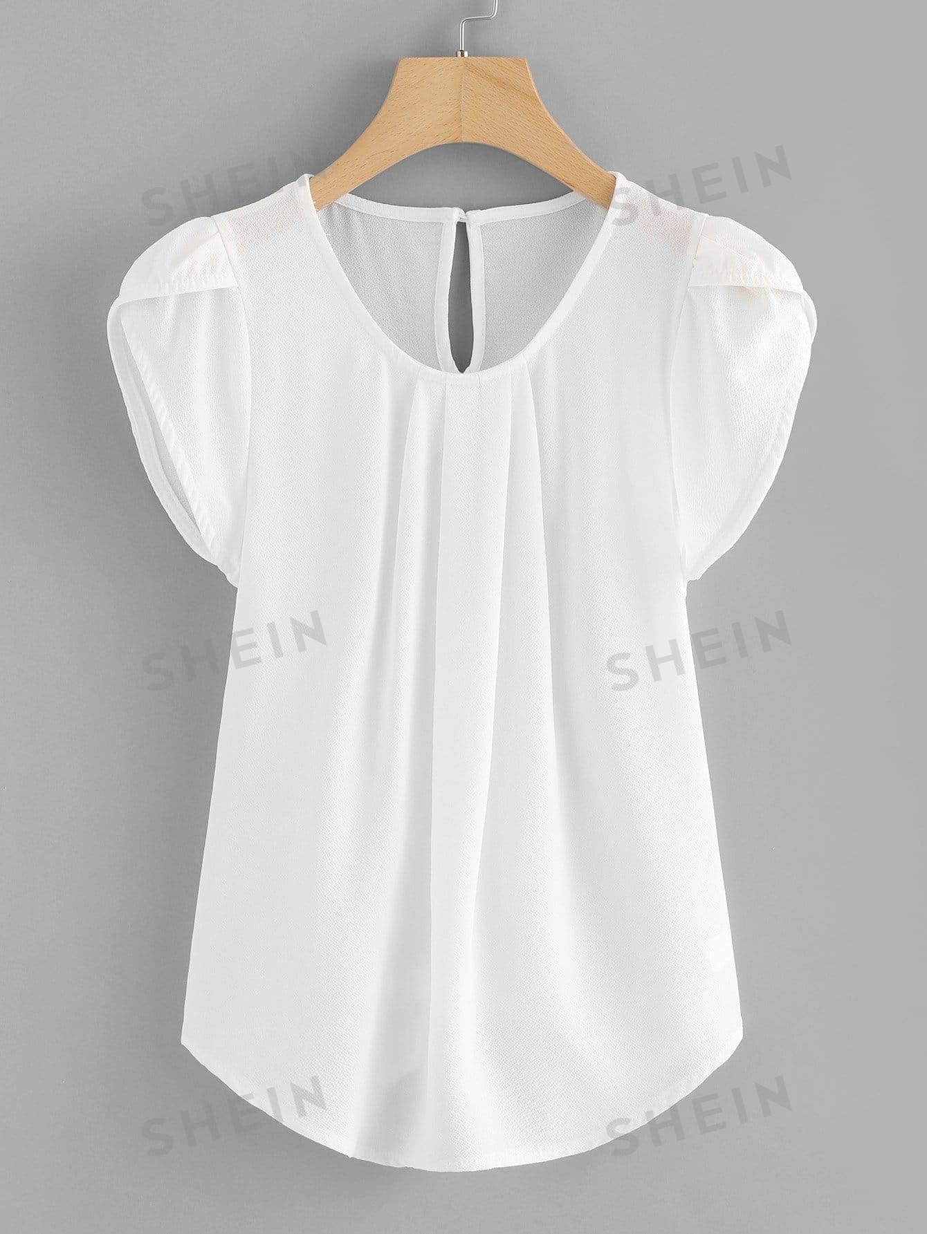 SHEIN LUNE Женская рубашка с круглым вырезом и геометрическим принтом, белый