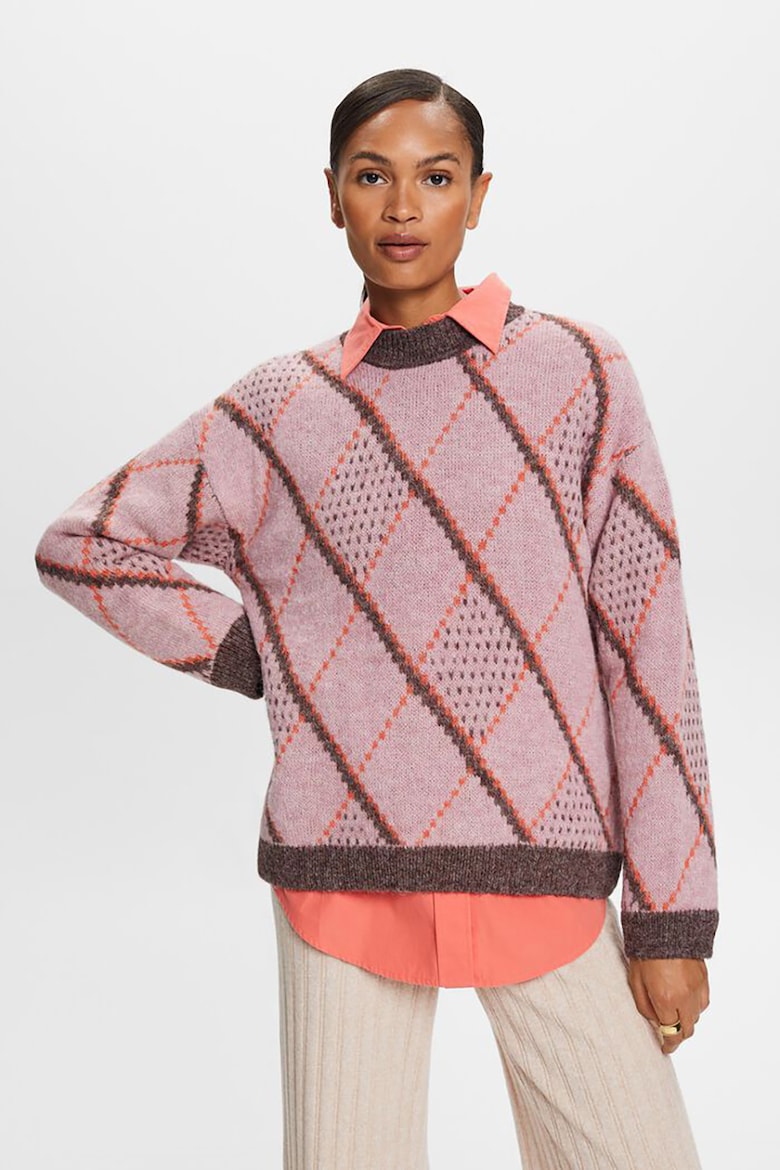 Шерстяной свитер свободного кроя Esprit, розовый