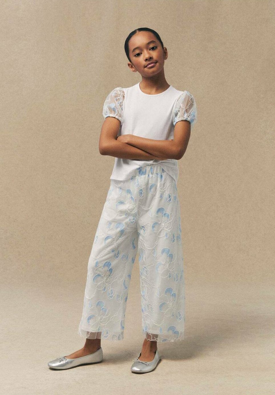

Брюки из ткани MAYER Mango Kids, цвет off white