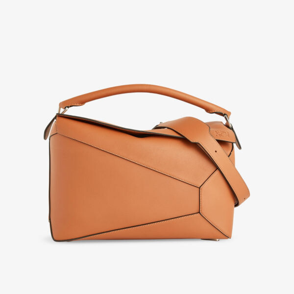 

Большая кожаная сумка через плечо puzzle edge Loewe, цвет tan