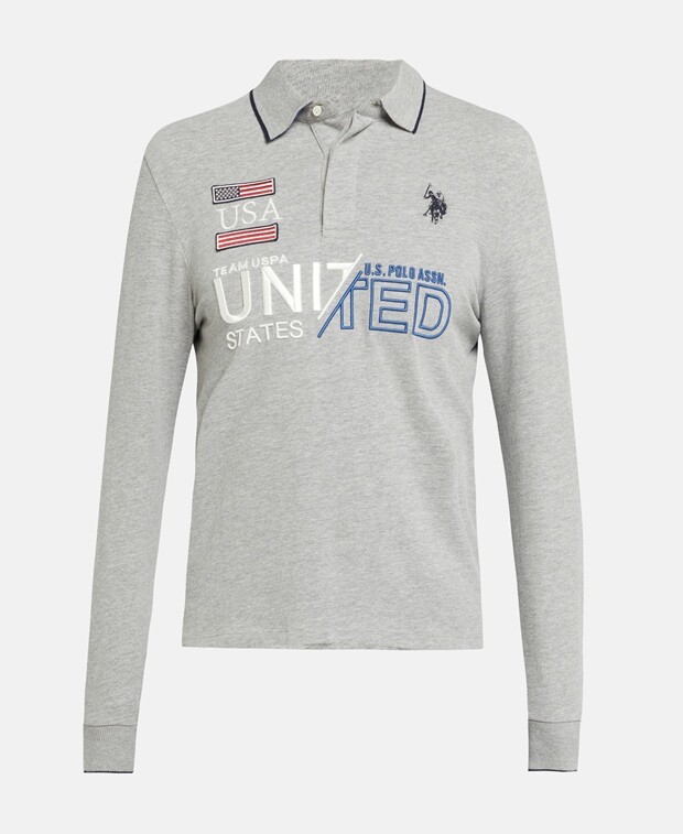 

Рубашка-поло с длинными рукавами U.S. Polo Assn., светло-серый