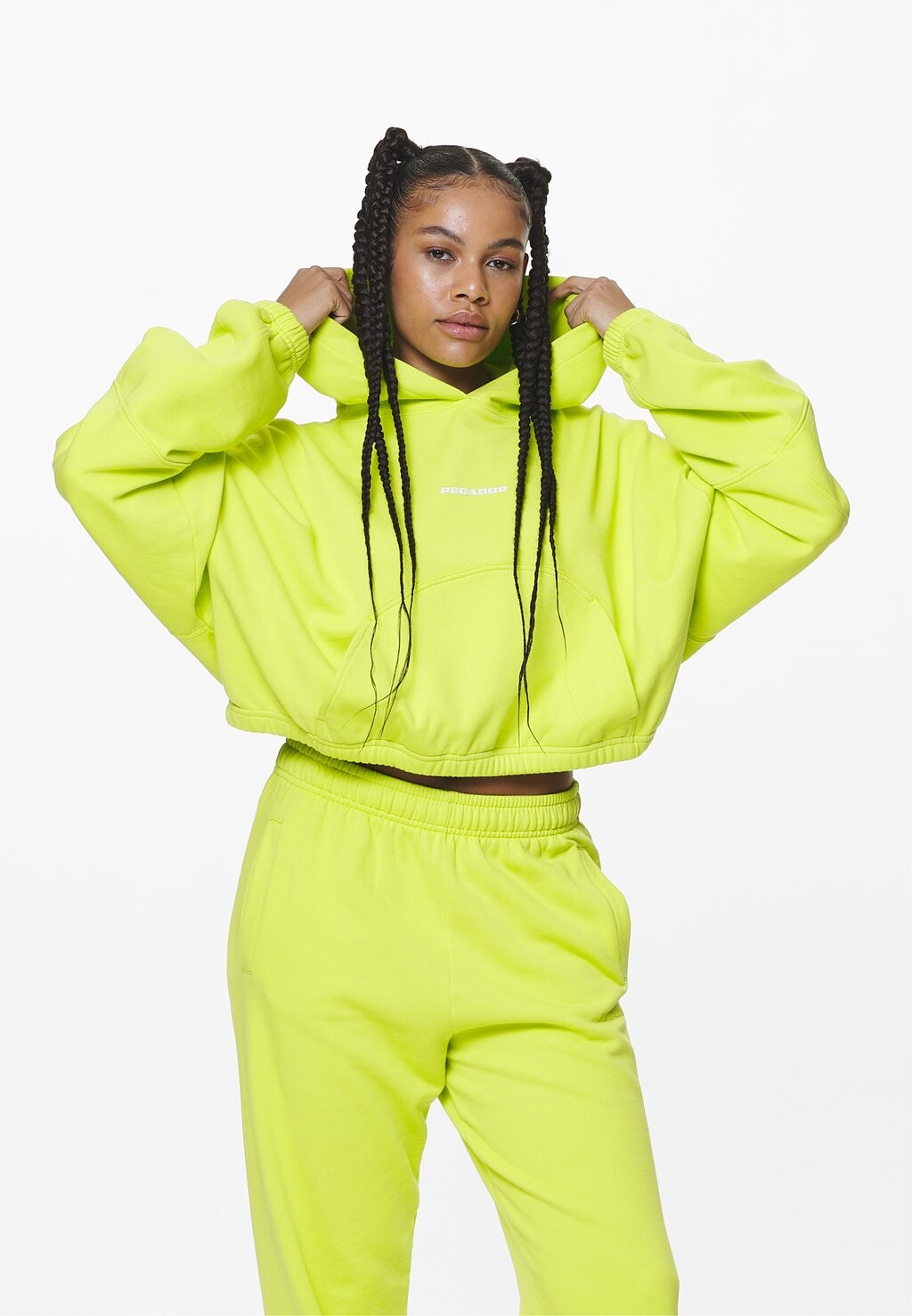 

Толстовка SKEI LOGO OVERSIZED CROPPED HOODIE Pegador, цвет washed lime yellow