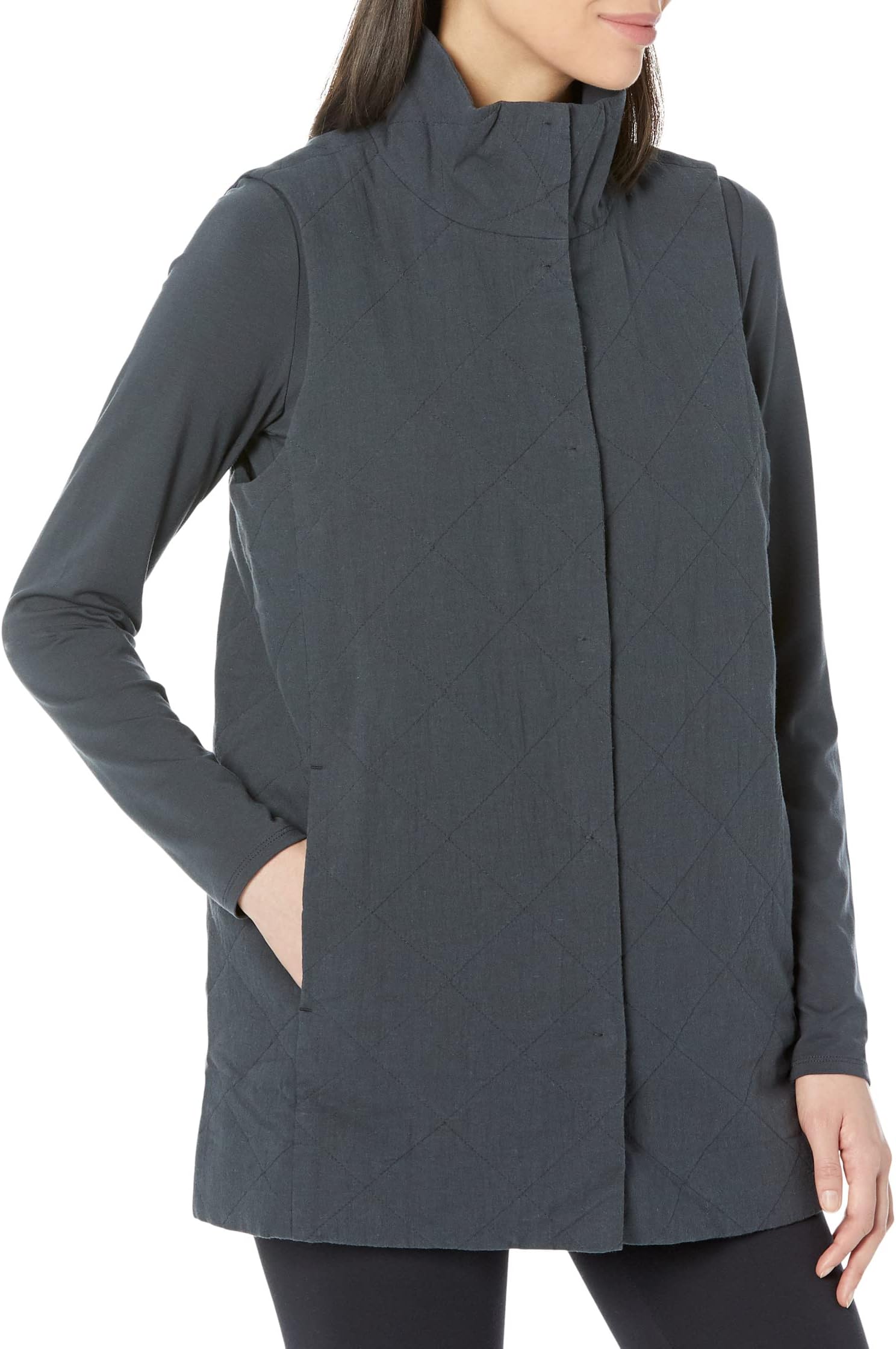 Жилет Stand Collar Jacket Eileen Fisher, цвет Graphite