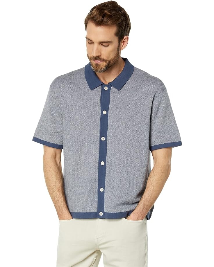 

Свитер Madewell Short Sleeve Sweater Polo Button-Down, темно-синий