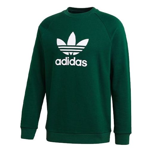 Толстовка adidas originals Trefoil Crew Casual Sports Round Neck Pullover Green, зеленый