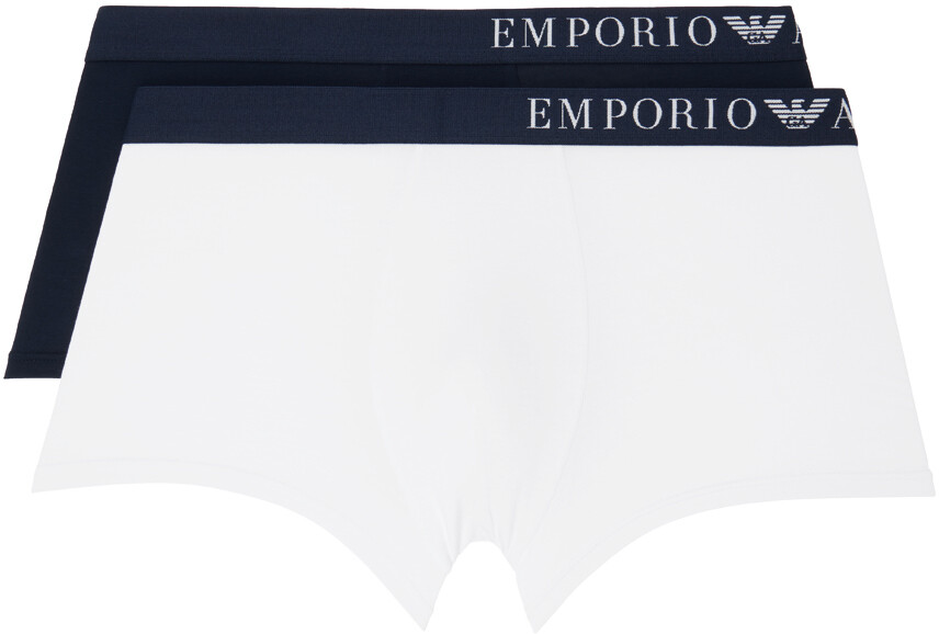 

Комплект из двух трусов-боксеров темно-синего и белого цвета Emporio Armani