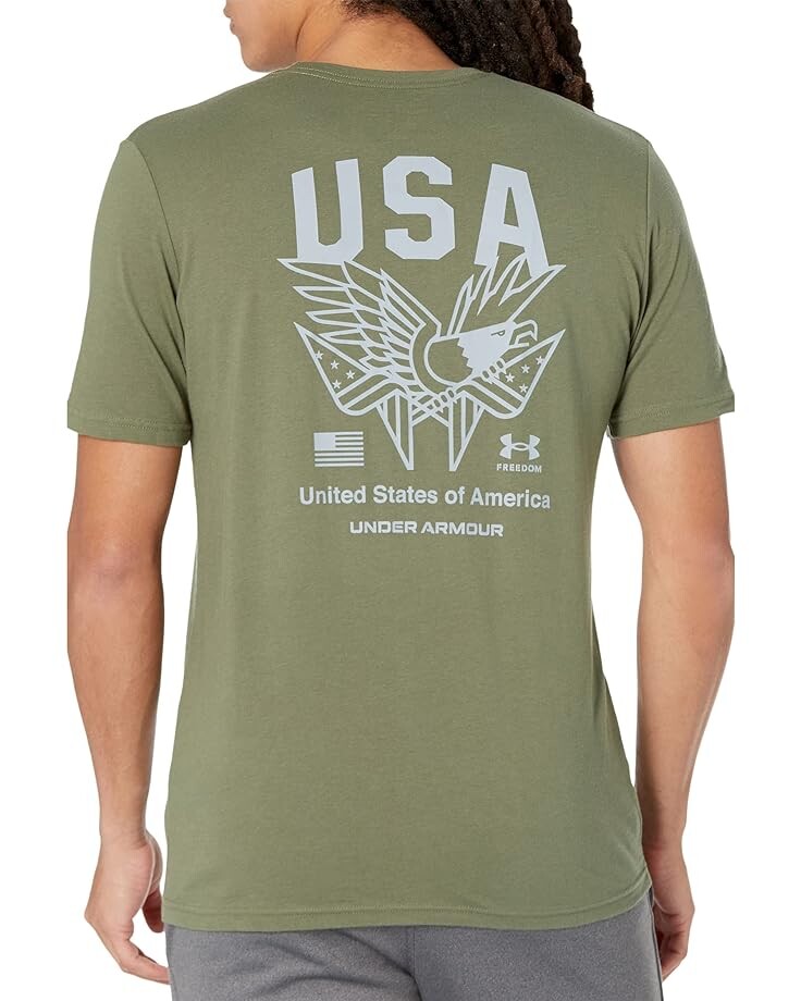 Футболка Under Armour Freedom Eagle Short Sleeve Tee, цвет Marine OD Green/Steel isure marine 2 pcs stainless steel boat marine hinge stamped 80 x 30 mm