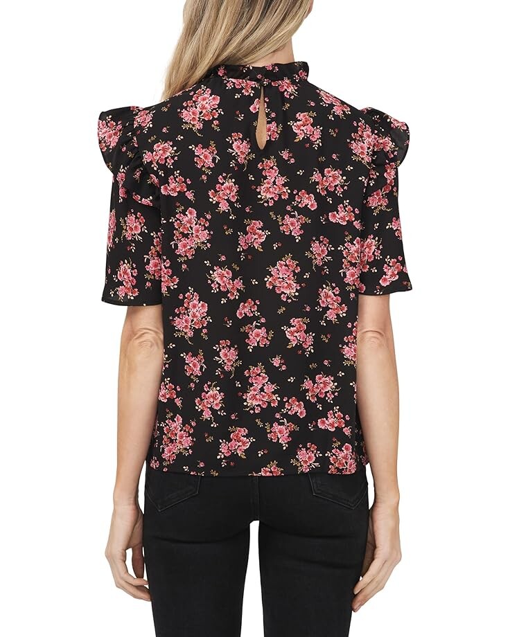 

Блуза CeCe Flutter Sleeve Blooming Romance Blouse, цвет Rich Black