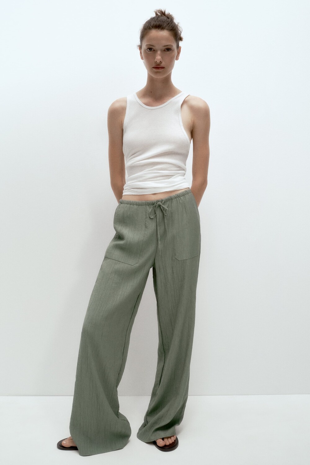 

Брюки, полная длина Zara, голубой, Синий