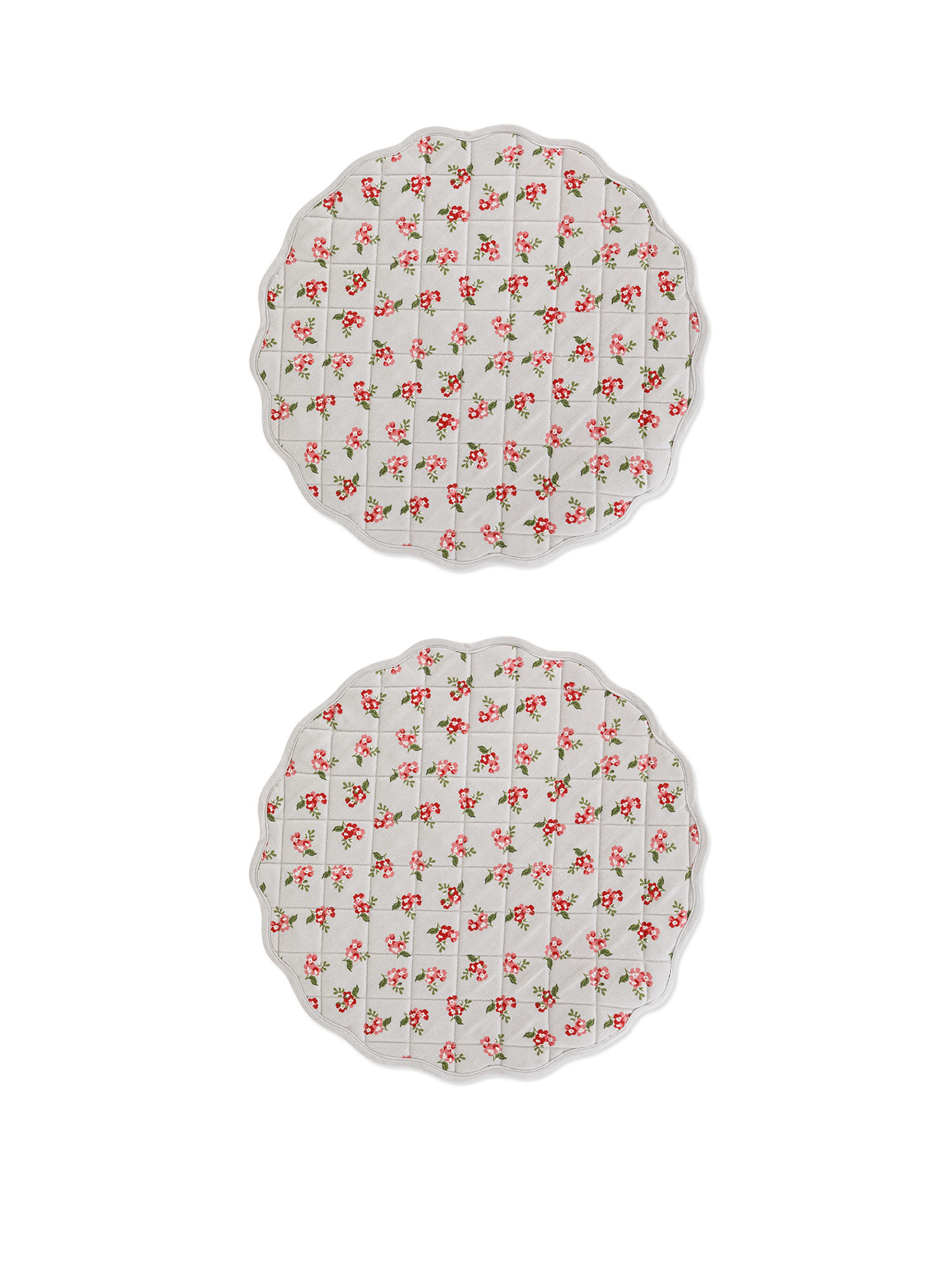 Набор из 2-х круглых стеганых хлопковых салфеток с цветочками. Coincasa, розовый