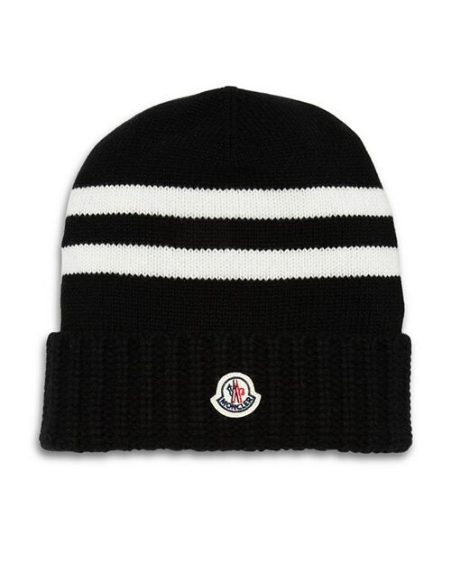

Полосатая шерстяная кашемировая шляпа Moncler, цвет White