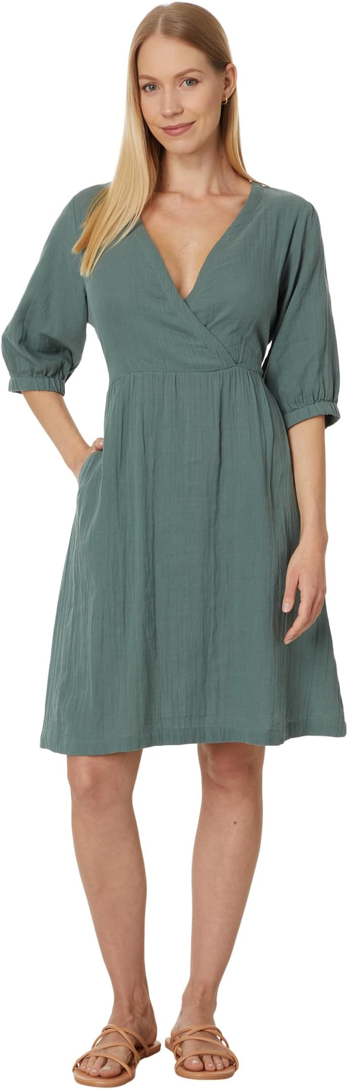 

Платье PACT Coastal Double Gauze Surplice Dress, цвет Dark Forest