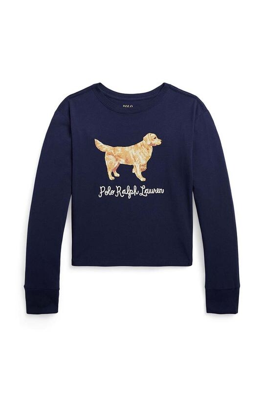 

Детская хлопковая рубашка с длинными рукавами Polo Ralph Lauren, темно-синий