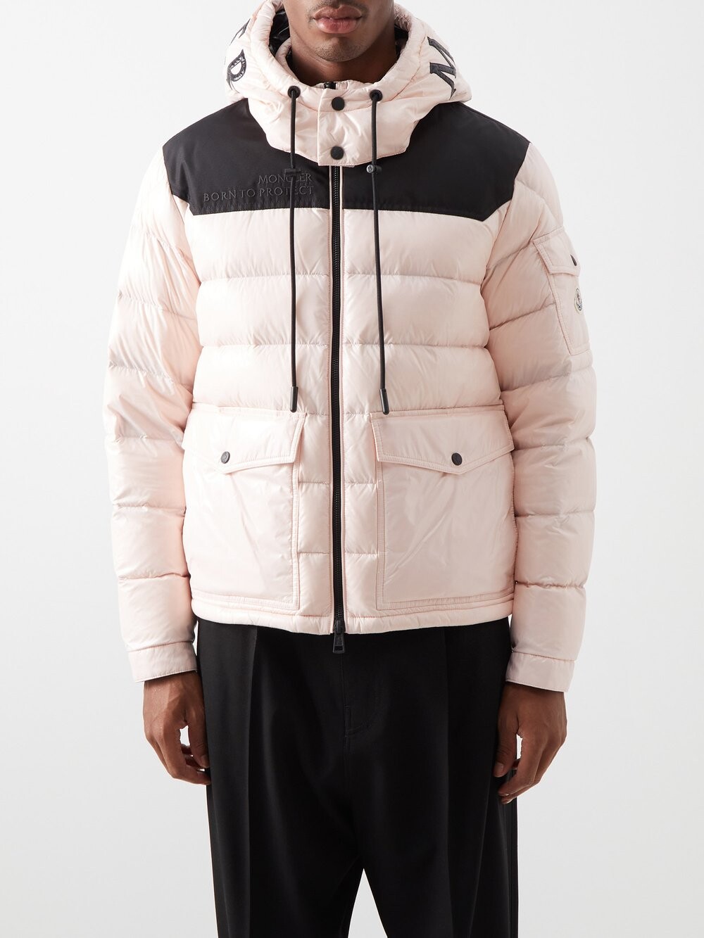

Пуховик gombei born to protect с логотипом Moncler, розовый
