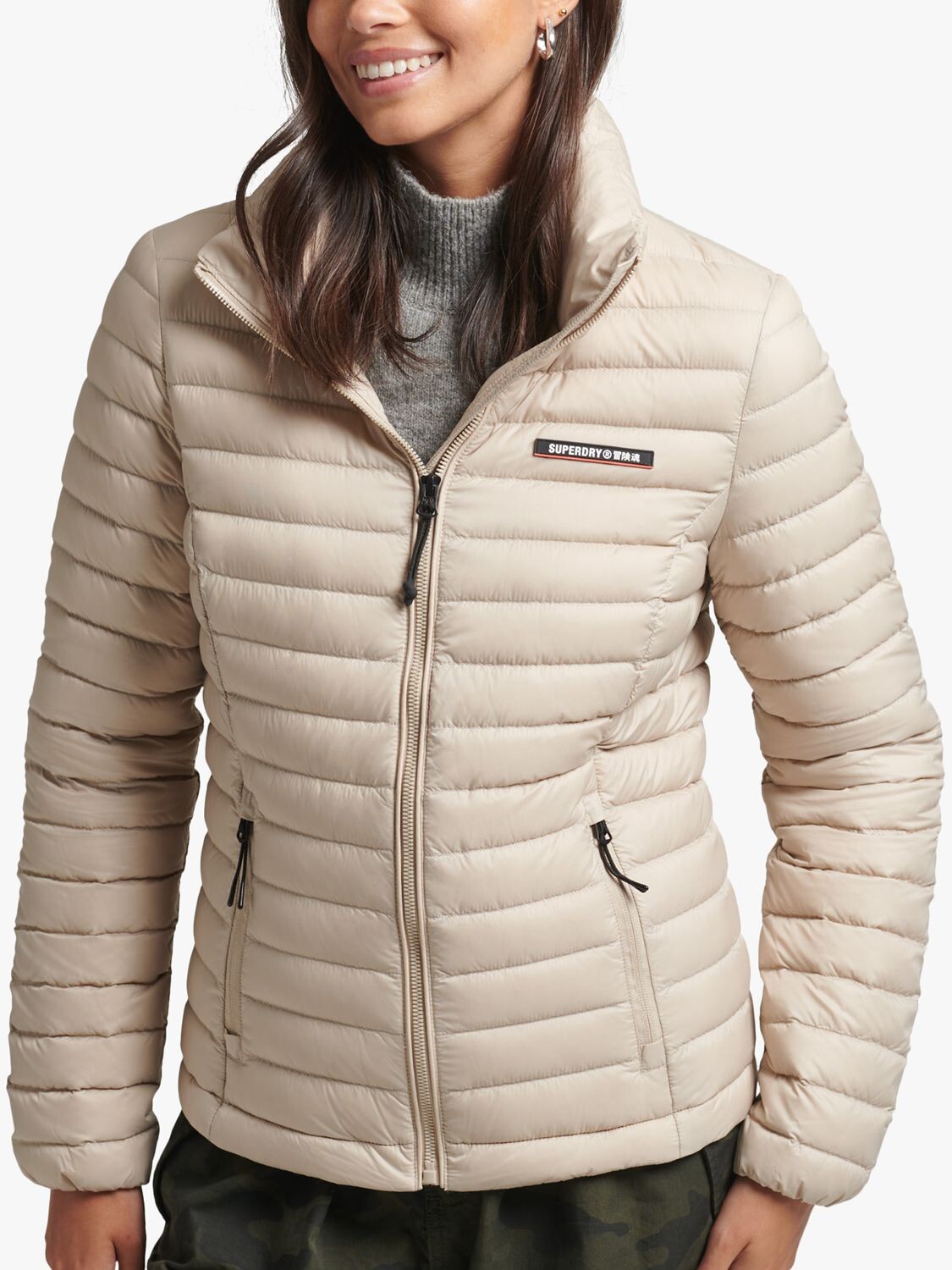 

Пуховик Superdry Tech Core, перо серое