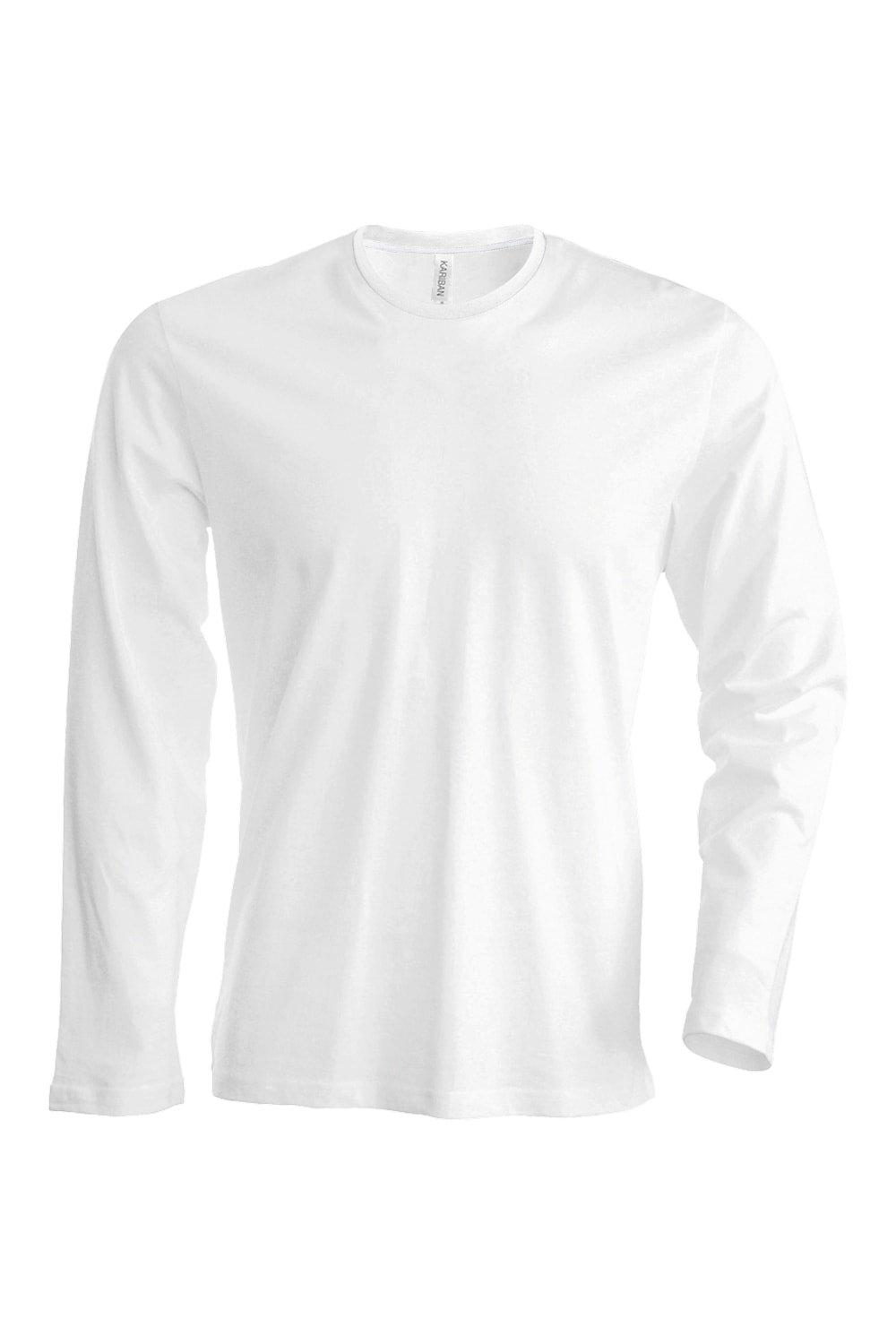 Облегающая футболка с круглым вырезом и длинными рукавами Kariban, белый цена и фото