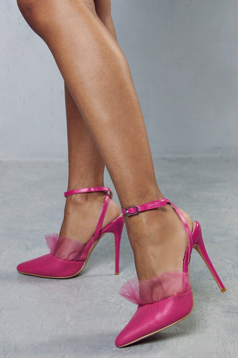 туфли на каблуках rosalia mule frye камень Сетчатые туфли на каблуках с ремешками MISSPAP, розовый