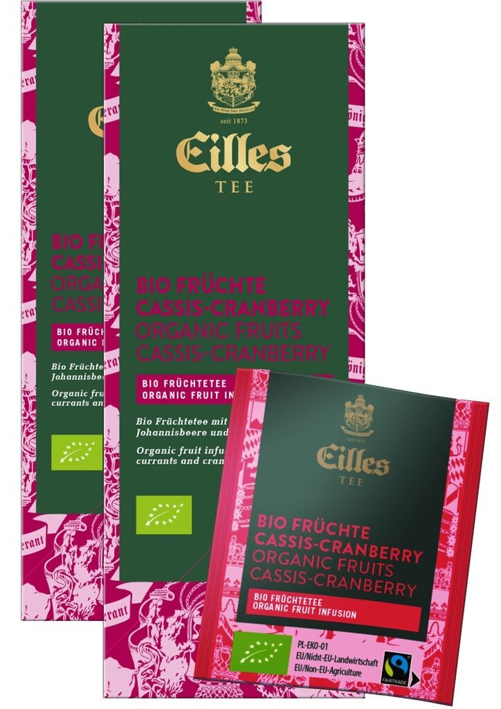 

Чайные пакетики EILLES TEE ORGANIC & FAIRTRADE ЧЕРНАЯ СМОРОДИНА-КЛЮКВА, эконом-упаковка в коробке 2x25
