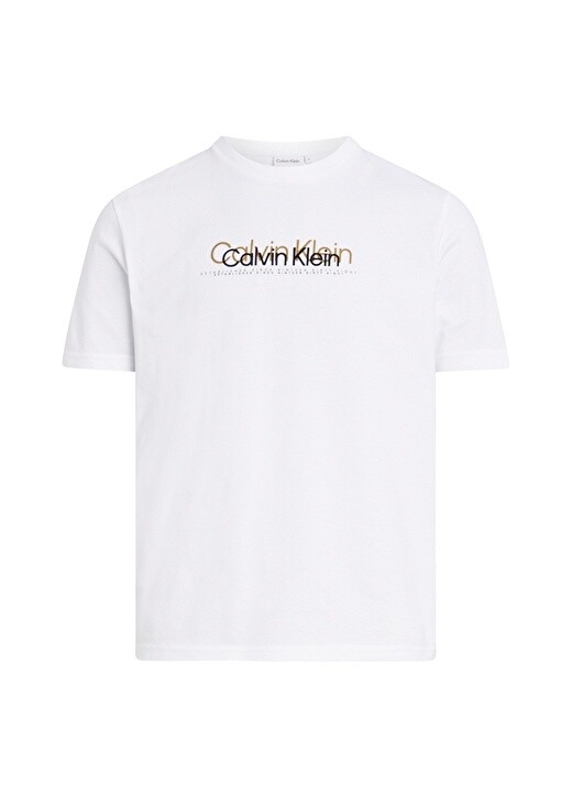 

Белая мужская футболка с круглым вырезом Calvin Klein, Белый