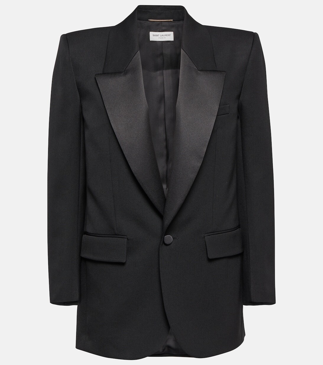 

Однобортный шерстяной блейзер SAINT LAURENT, черный