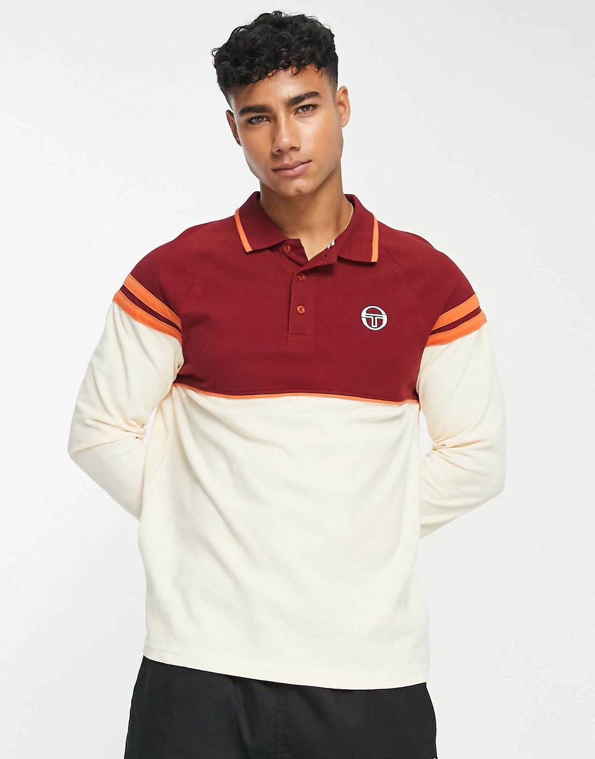 

Поло с логотипом Sergio Tacchini цвета экрю