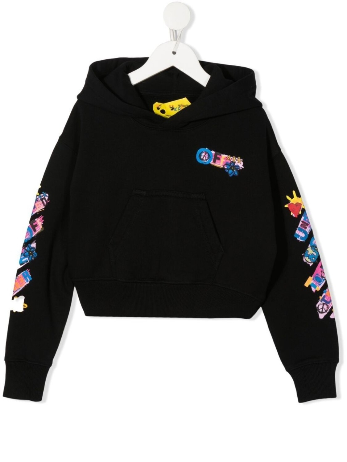 

Off-White Kids укороченное худи с логотипом, черный
