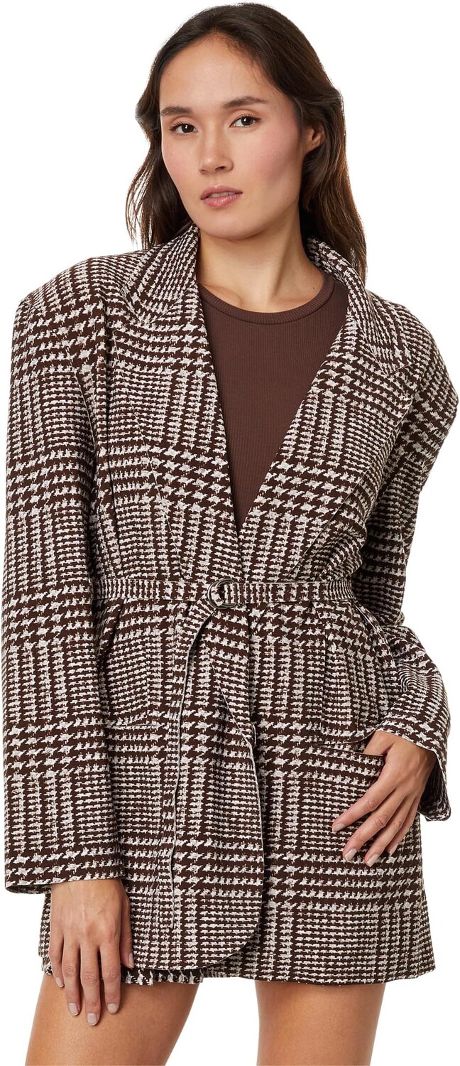 

Однобортный пиджак оверсайз Norma Kamali, цвет Chocolate Glenn Plaid Tweed