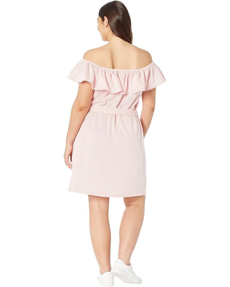 

Платье Michael Kors Plus Size Ruffle Neck Midi Dress, цвет Grapefruit