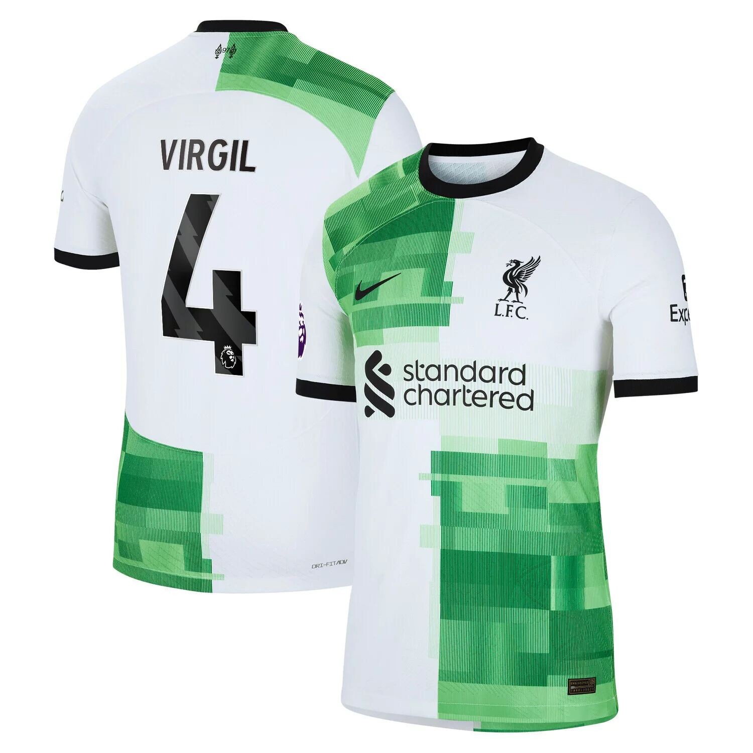 

Мужская белая выездная футболка Virgil van Dijk Liverpool 2023/24 Authentic Player Nike, Белый
