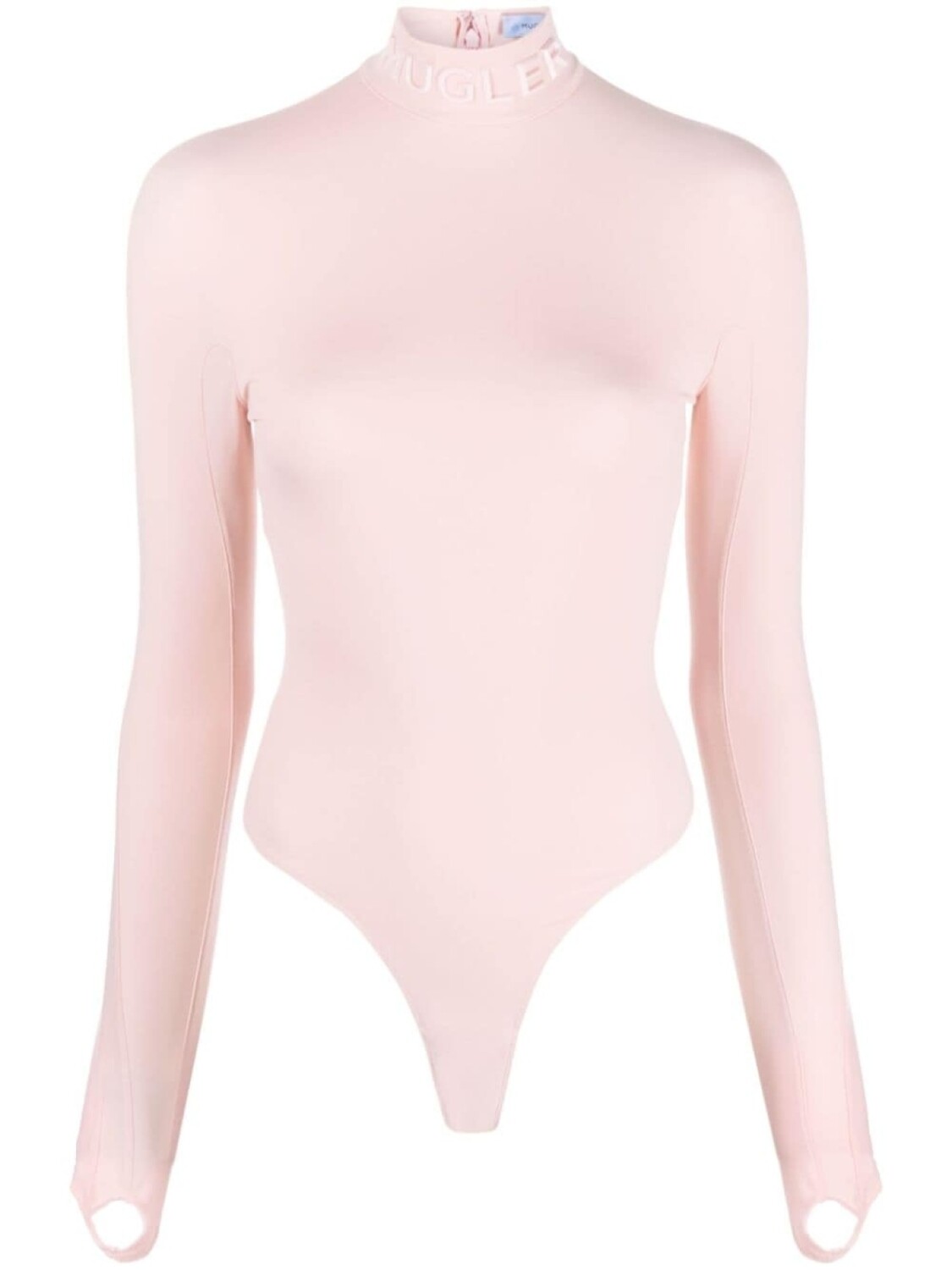 

Mugler боди с высоким воротником и логотипом, розовый