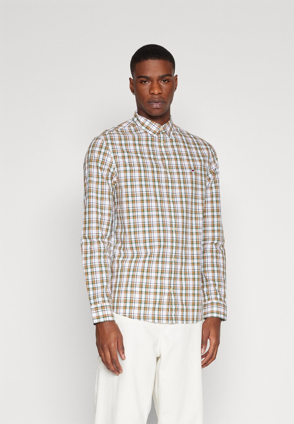 

Рубашка ESSENTIAL SHIRT Tommy Jeans, белая клетка, Серый