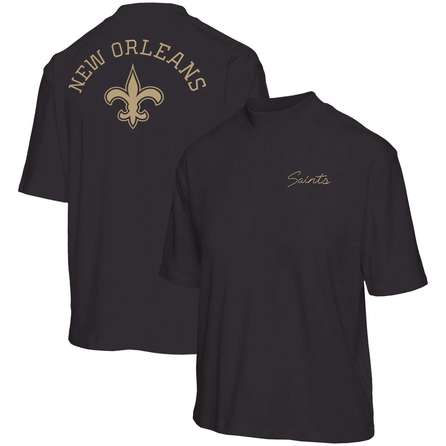 

Женская черная футболка с коротким рукавом и воротником-стойкой New Orleans Saints Junk Food, Черный