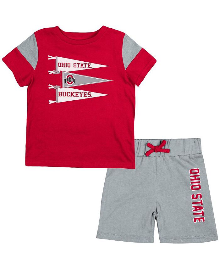 Алый, серый комплект из футболки и шорт с изображением штата Огайо Buckeyes Baby Herman для новорожденных и младенцев для мальчиков и девочек Colosseum, красный