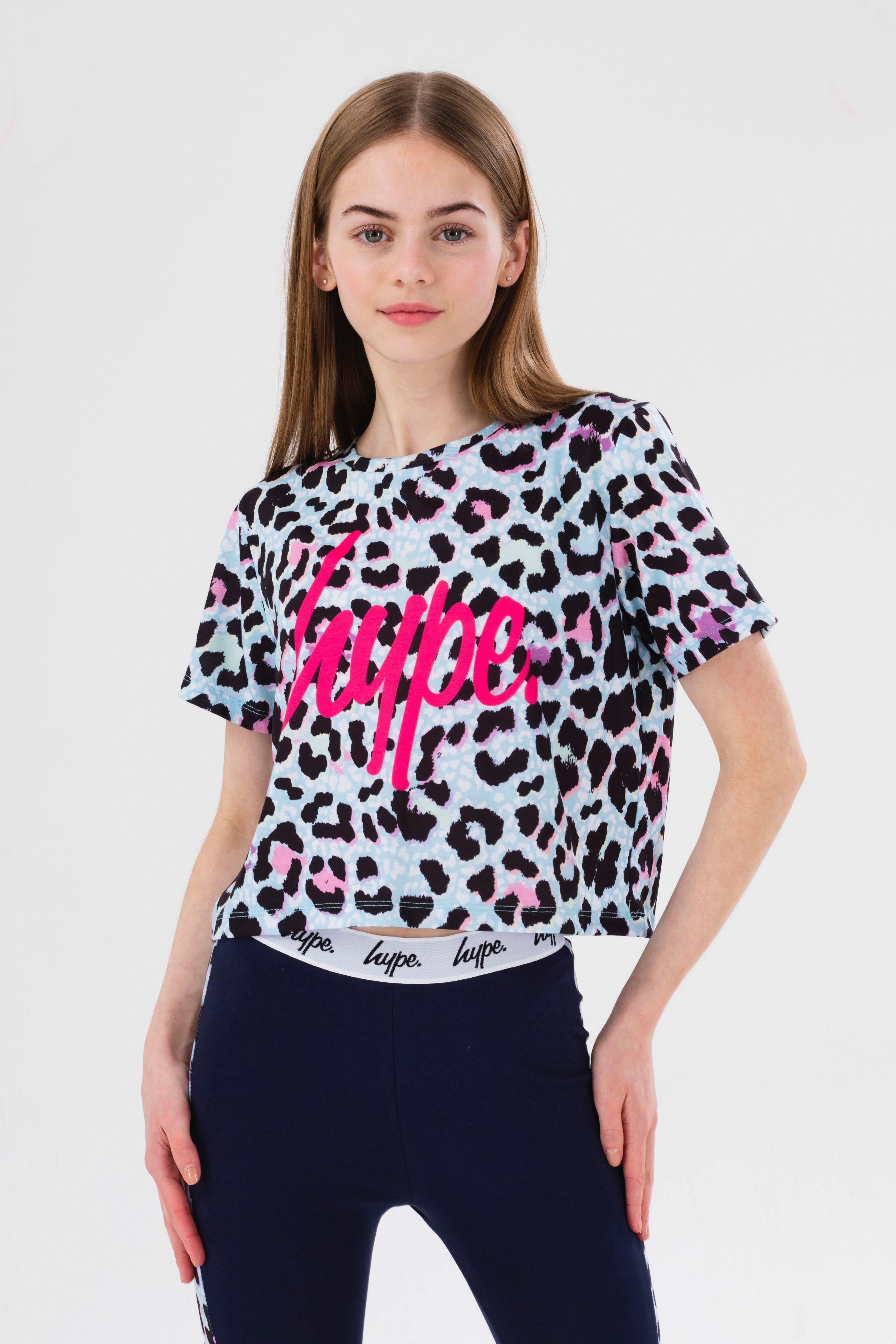

Укороченная футболка с леопардовым принтом Hype, синий