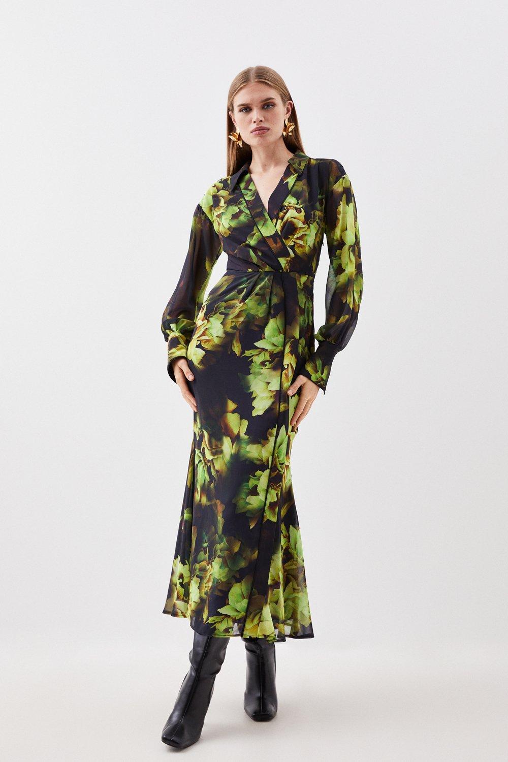 Тканое платье макси из жоржетта с цветочным принтом Karen Millen, мультиколор платье макси с цветочным принтом больших размеров r