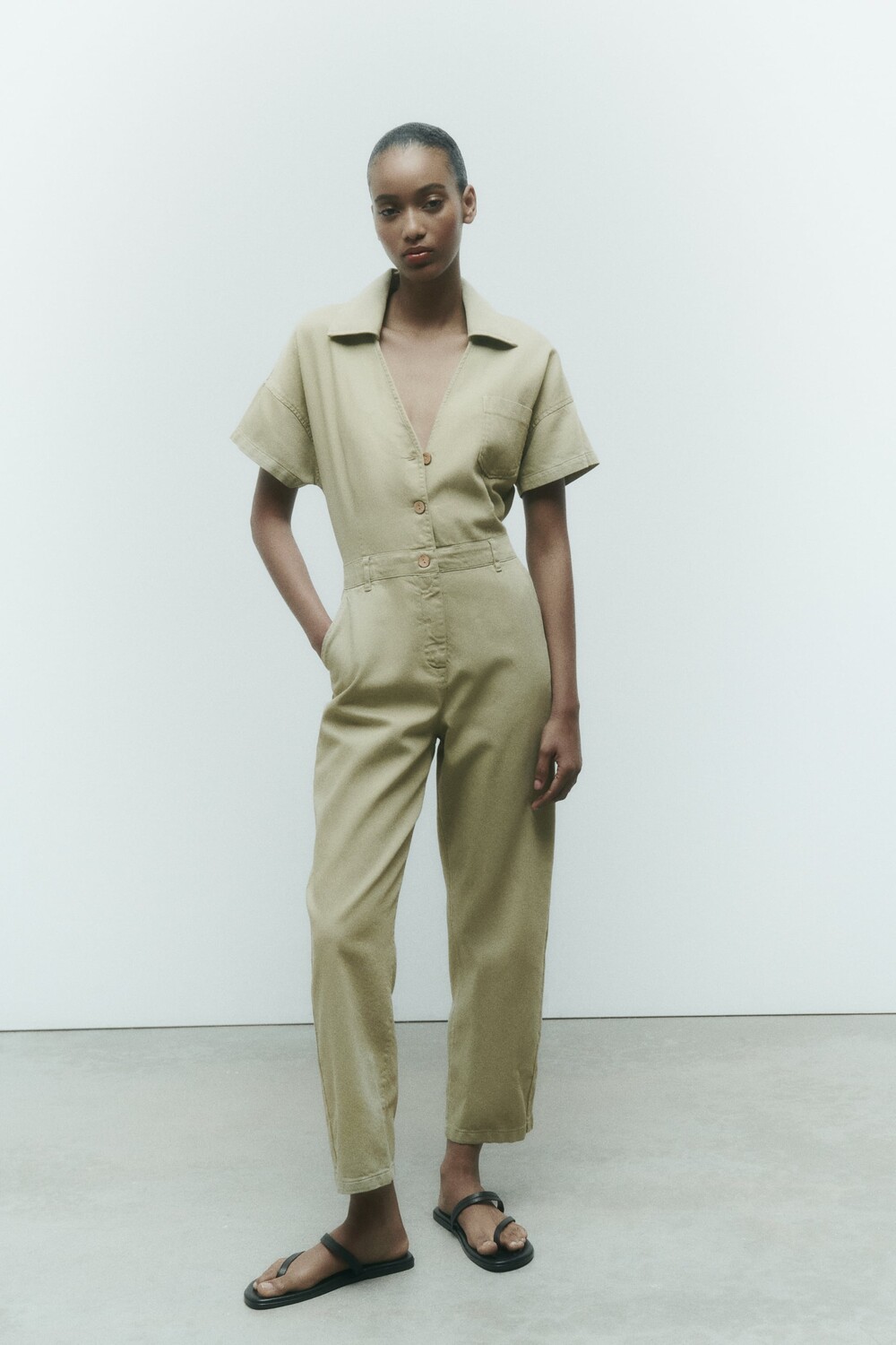 Джемпер с коротким рукавом Zara, хаки