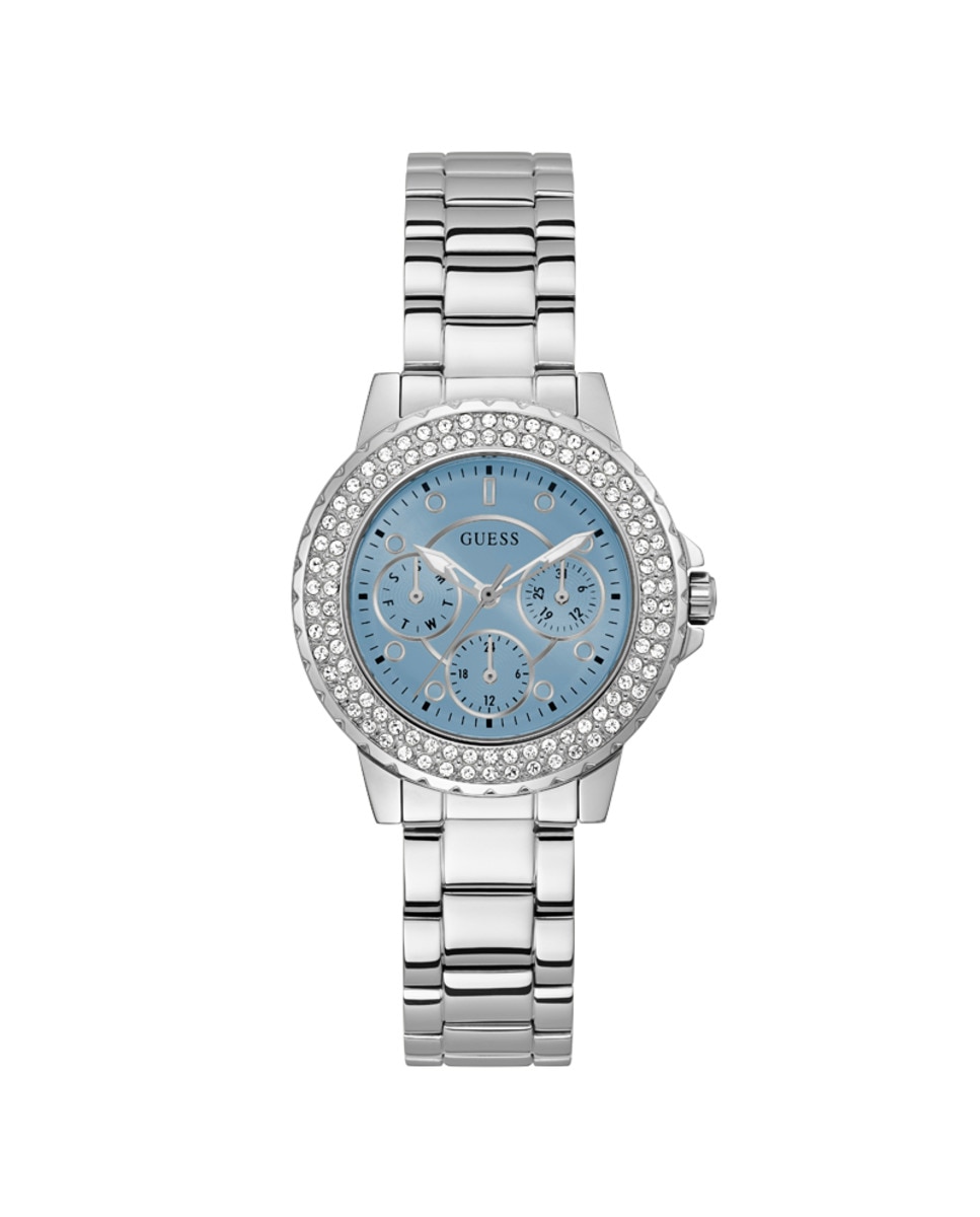цена Женские часы Crown Jewel GW0410L1 со стальным и серебряным ремешком Guess, серебро