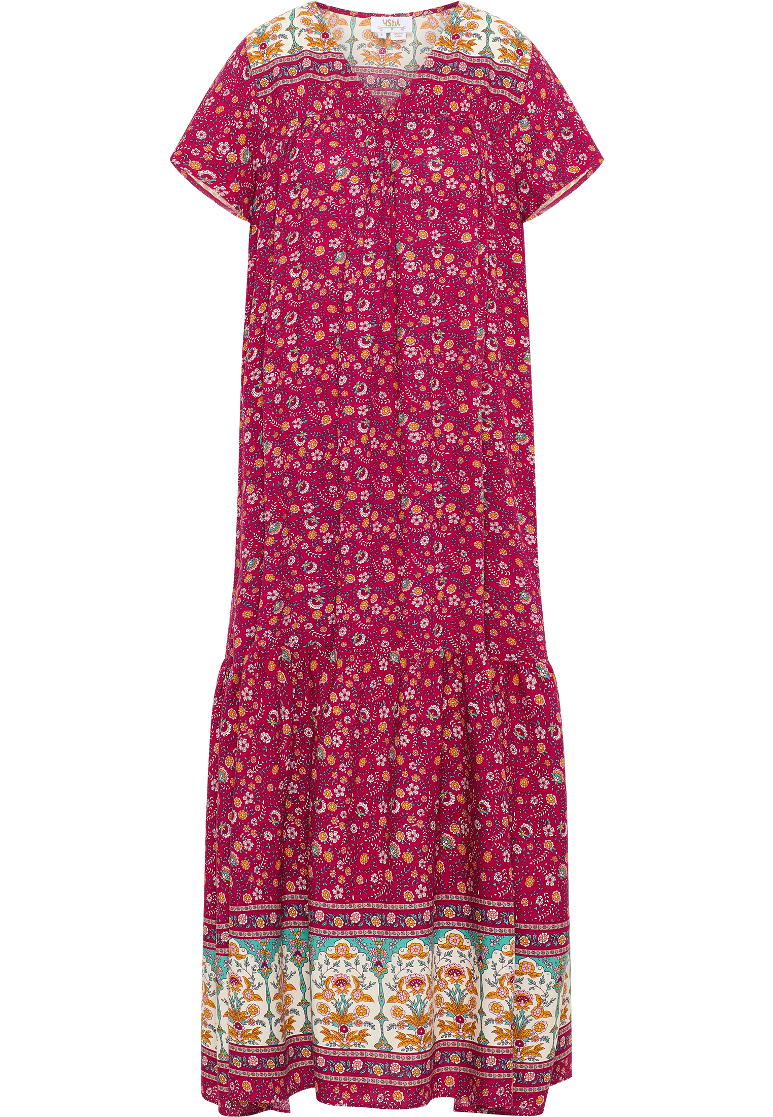 Платье usha FESTIVAL Sommer Mit Blumenprint, цвет Beere Pink Mehrfarbig