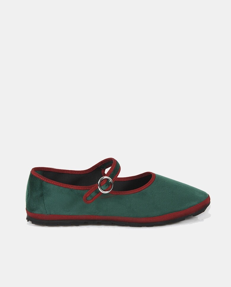 

Женская бархатная рубашка Mary Jane Mary Janes с застежкой на пряжку Venezianas, зеленый
