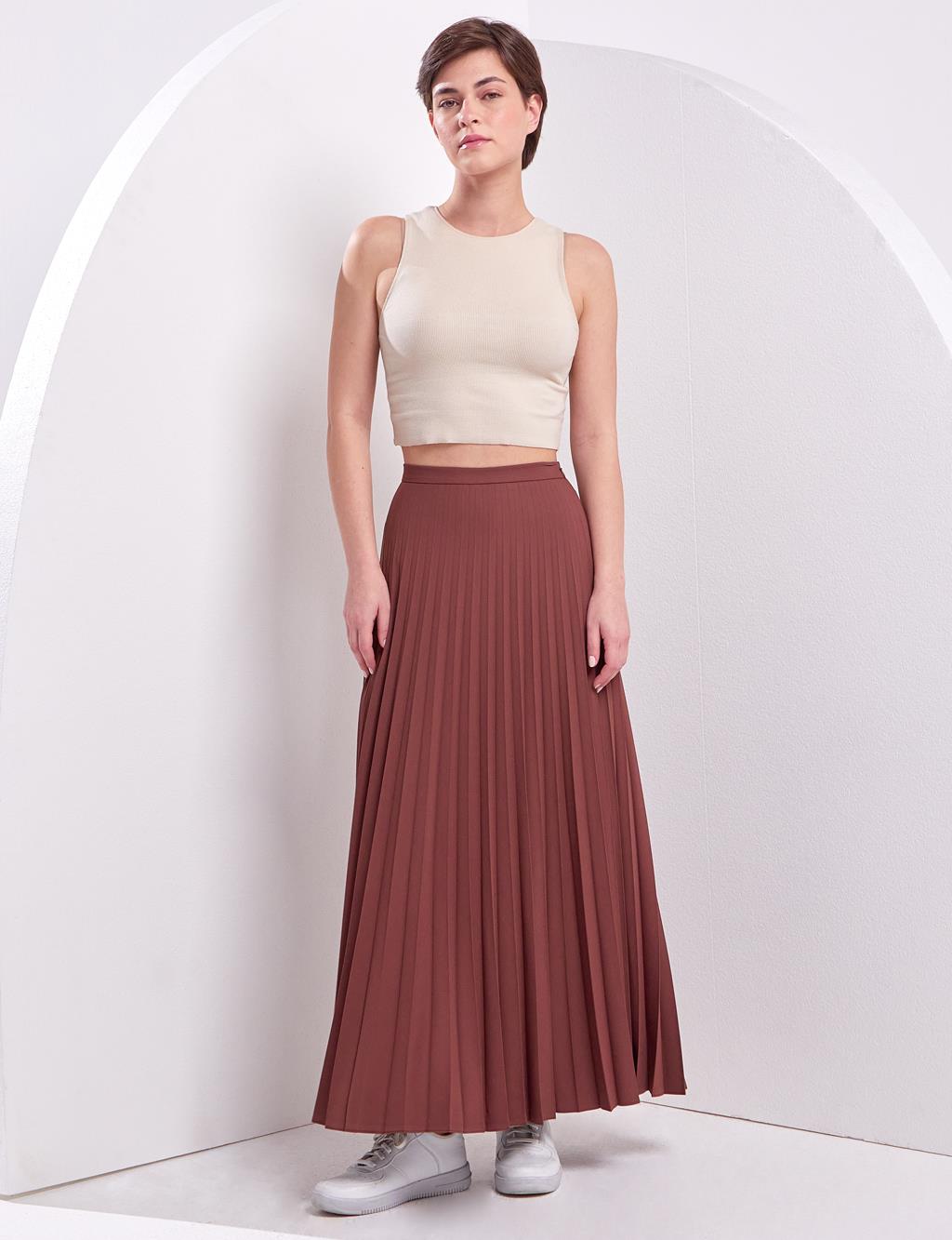 Базовая юбка плиссе коричневая Kayra