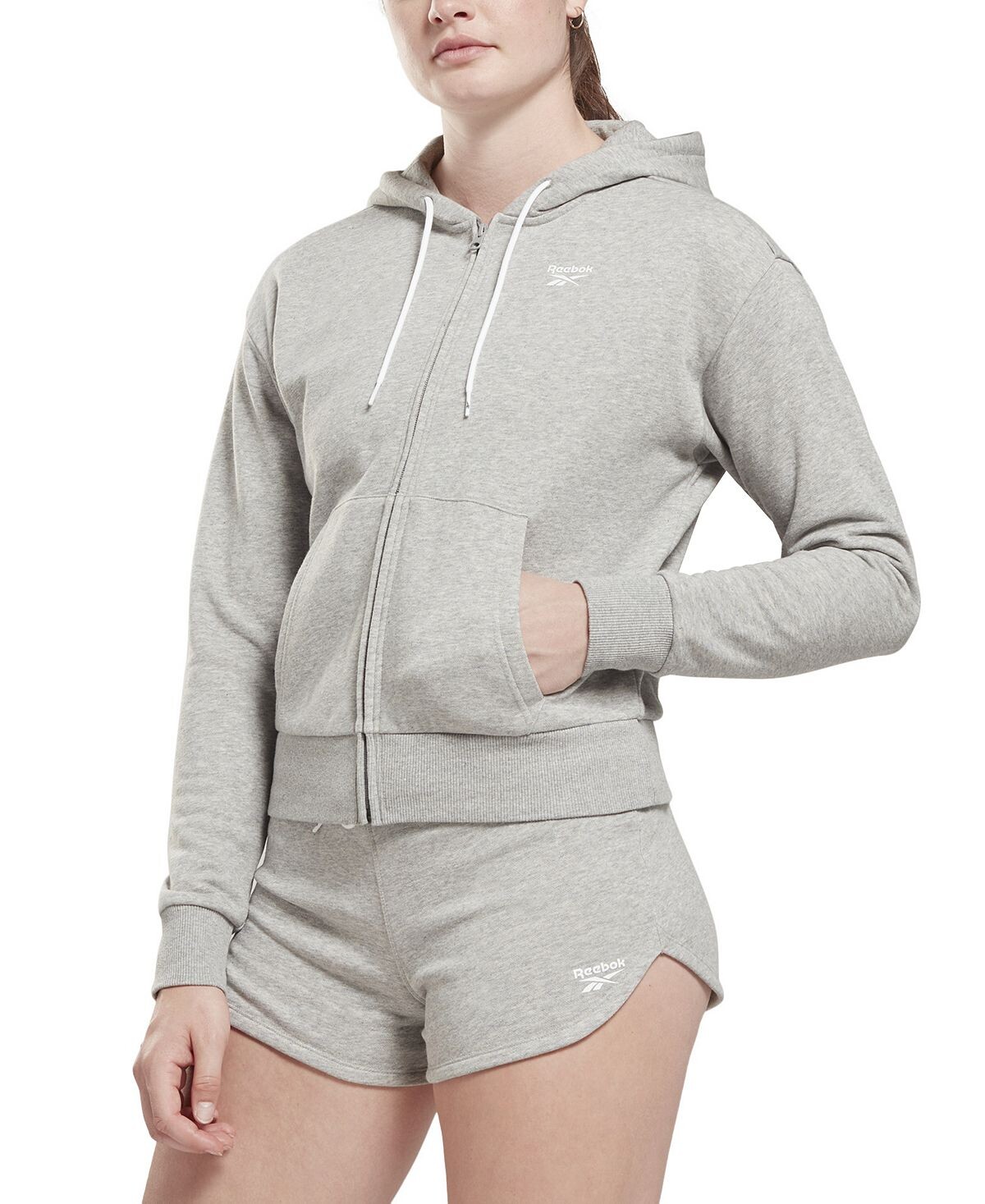 

Женская толстовка с длинными рукавами и молнией спереди из френч-терри Reebok