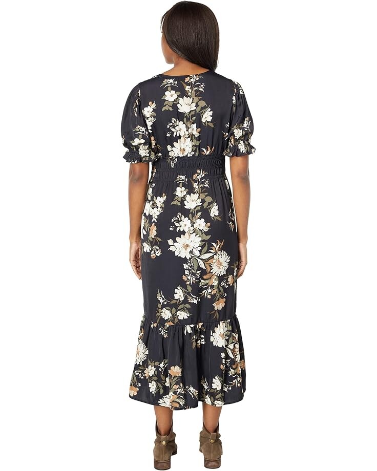 

Платье Saltwater Luxe Murray Short Sleeve Floral Midi Dress, черный