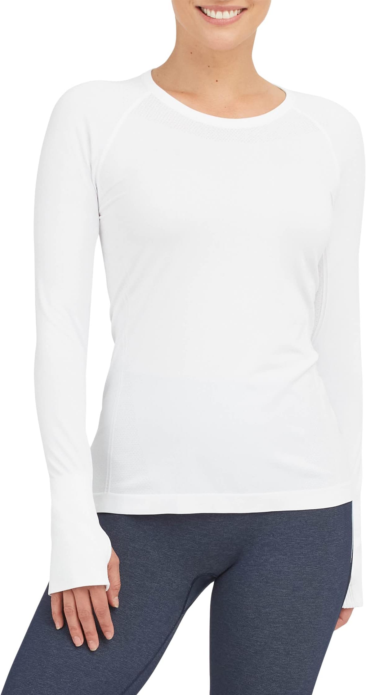 Бесшовная футболка с длинными рукавами Spanx Lamn Active, белый
